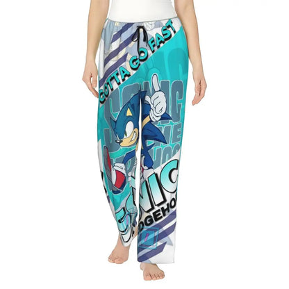 Custom Printed Womens Soniced Pajama Pants Hedgehog Game Sleepwear Sleep Lounge Bottoms with Pockets