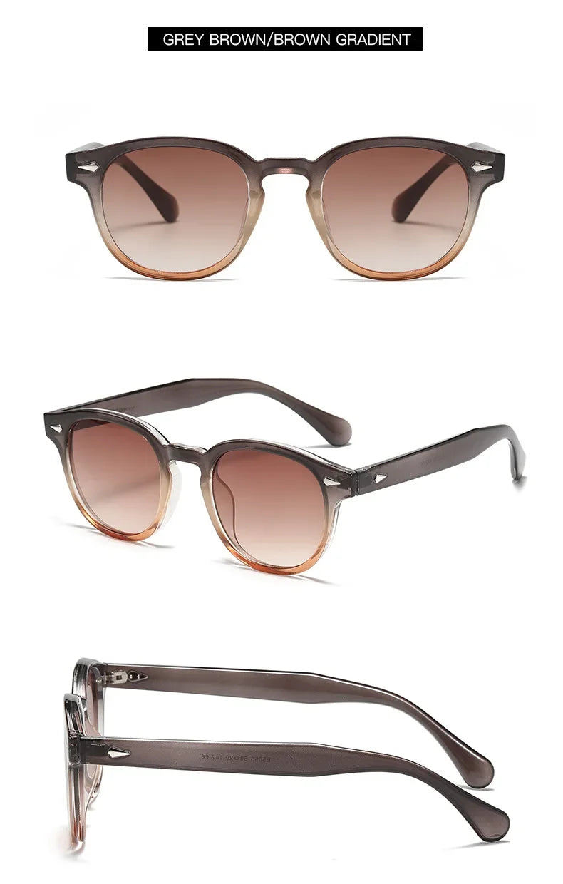 JNPCXI New Retro Round Sunglasses Women Yellow Fashion Rivets Decoration Shades UV400 Men Punk Sun Glasses