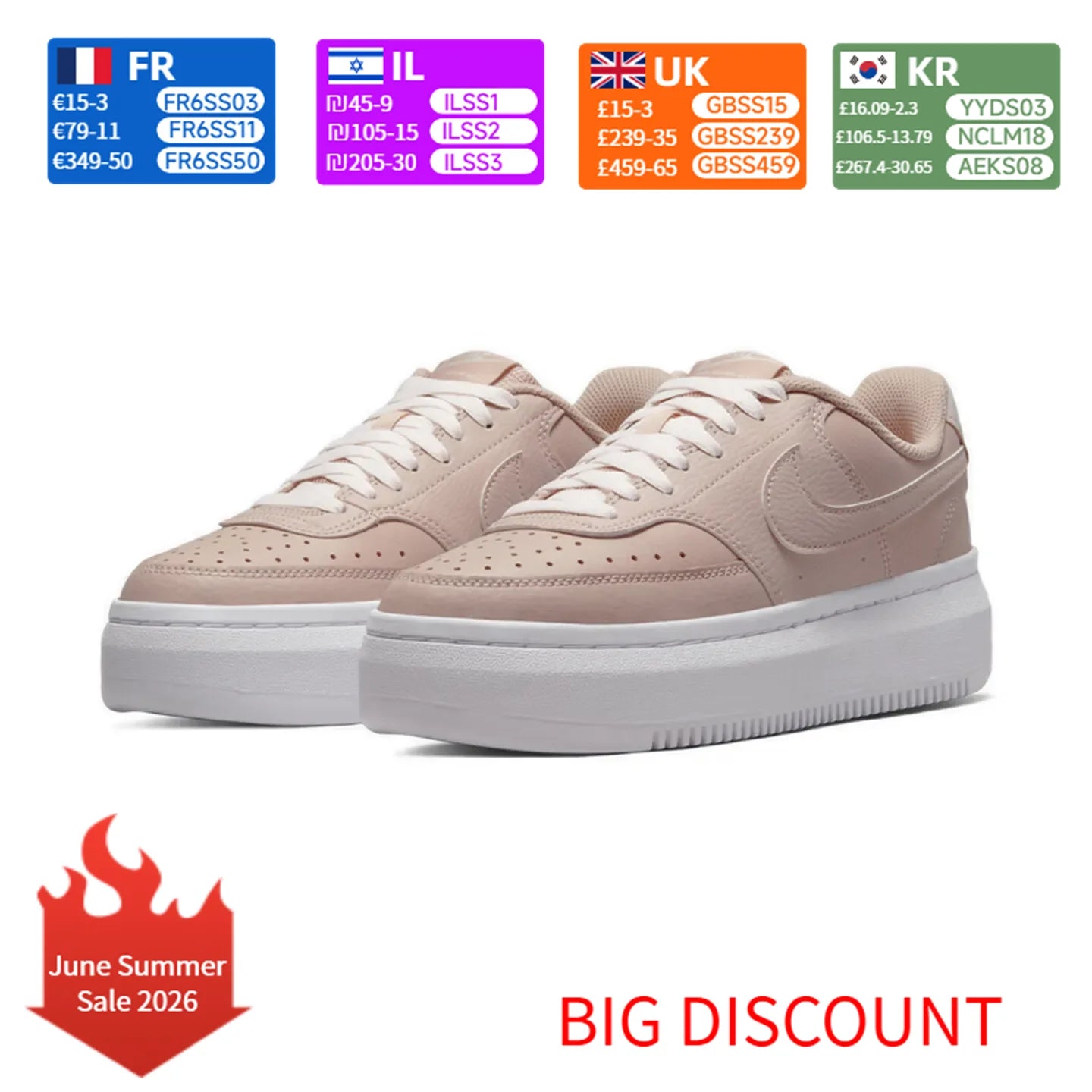 Nike Court Vision Alta Women's Low-Top Basketball Sneakers in Pink DM0113-600