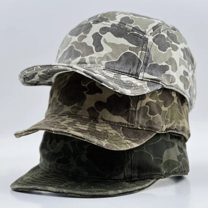 American Retro Camouflage 5-Panel Baseball Cap Female Functional Wind Korean Wide-brimmed Sports Fashion Hip-hop Couple Cap