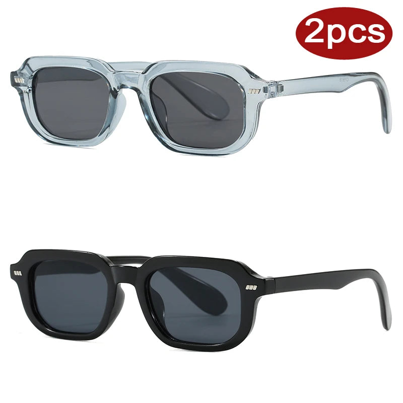 2pcs Fashion Small Square Women Luxury Brand Sunglasses Retro Designer Men Trending Multi Color Sun Glasses Shades UV400