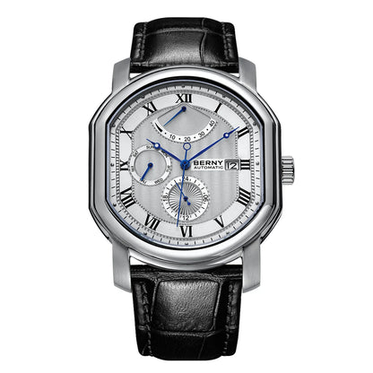BERNY Men's Mechanical Watch, Top Accuracy, Automatic Wristwatch, Luxury Male Clock, Sapphire, Self-Winding, Waterproof
