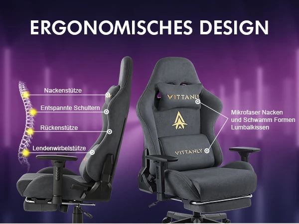 HAPIHAPPY Fashion Gaming Chair Genuine Computer Office Chair with Pocket Spring Cushion Linkage Armrests and Footrest Game Chair