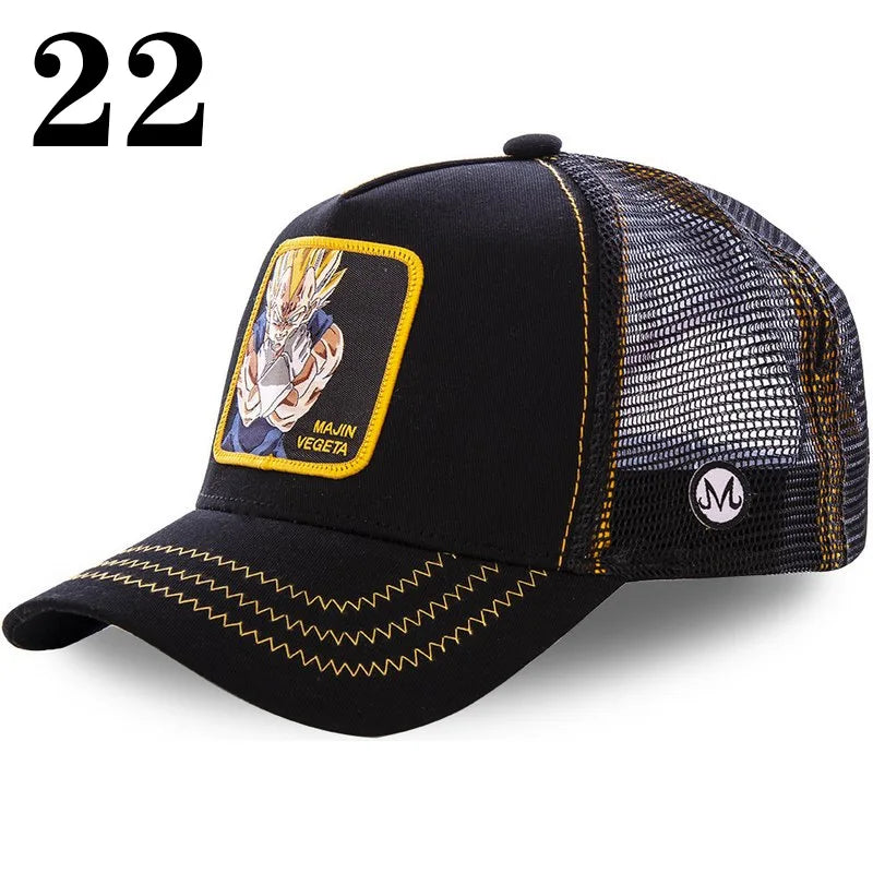 Dragon Ball DRAGONBALL síťovaná čepice, kreslená síťovaná čepice, pánská a dámská baseballová čepice, módní čepice s nášivkou, trucker čepice
