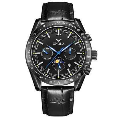 Montre mécanique pour homme ONOLA – Montre automatique de luxe au style décontracté, avec bracelet en cuir et cadran ajouré