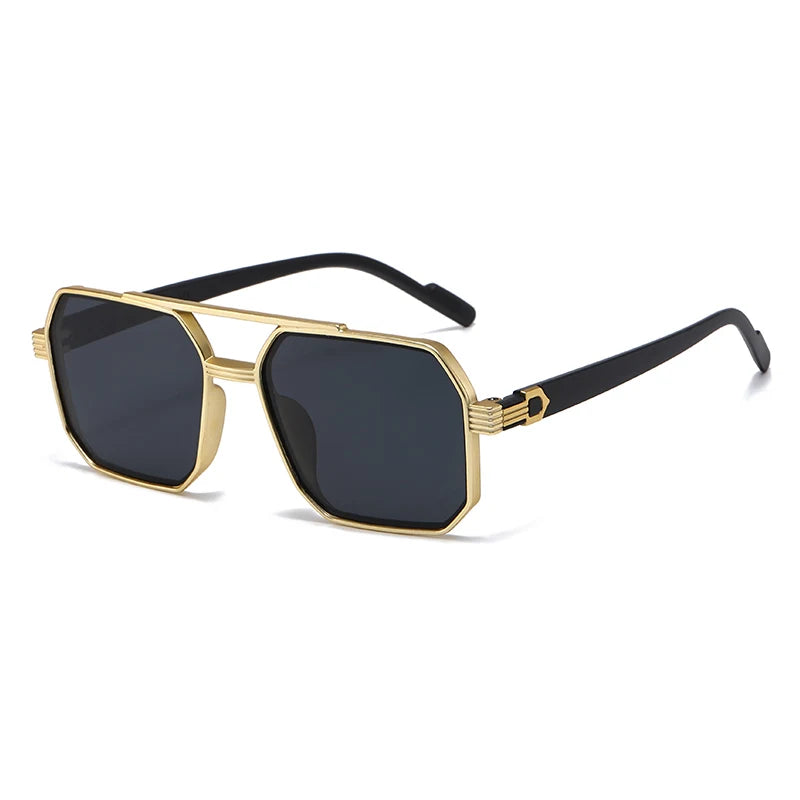 2pcs Trendy Metal Polygonal Pilot Women Sunglasses Luxury Double Beam Men Sunglass Outdoor Driving Shade Sunglasses Unisex UV400