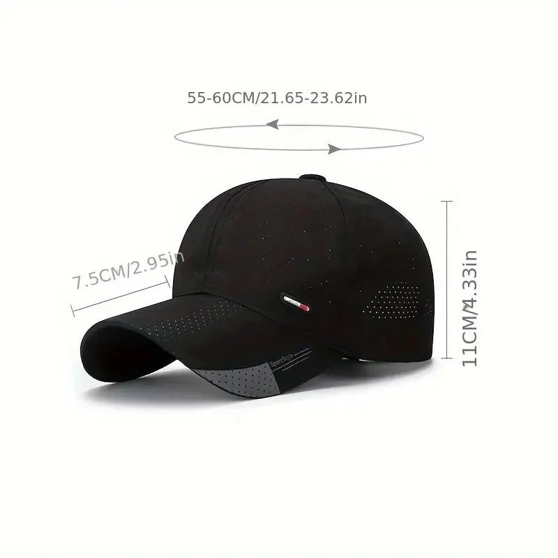 Gorra de béisbol de secado rápido y ultratranspirable: ligera y ajustable, con visera de pico a la última; perfecta para deportes al aire libre