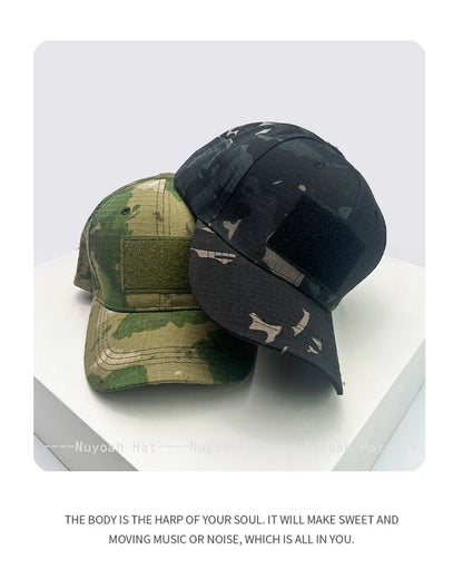 Velcro-rem CAMO Outdoor-baseballkasketter Solskærm Amerikansk Ny Unisex Alsidig Sportsmode Personlig Kasket med skygge Taktisk Ridning