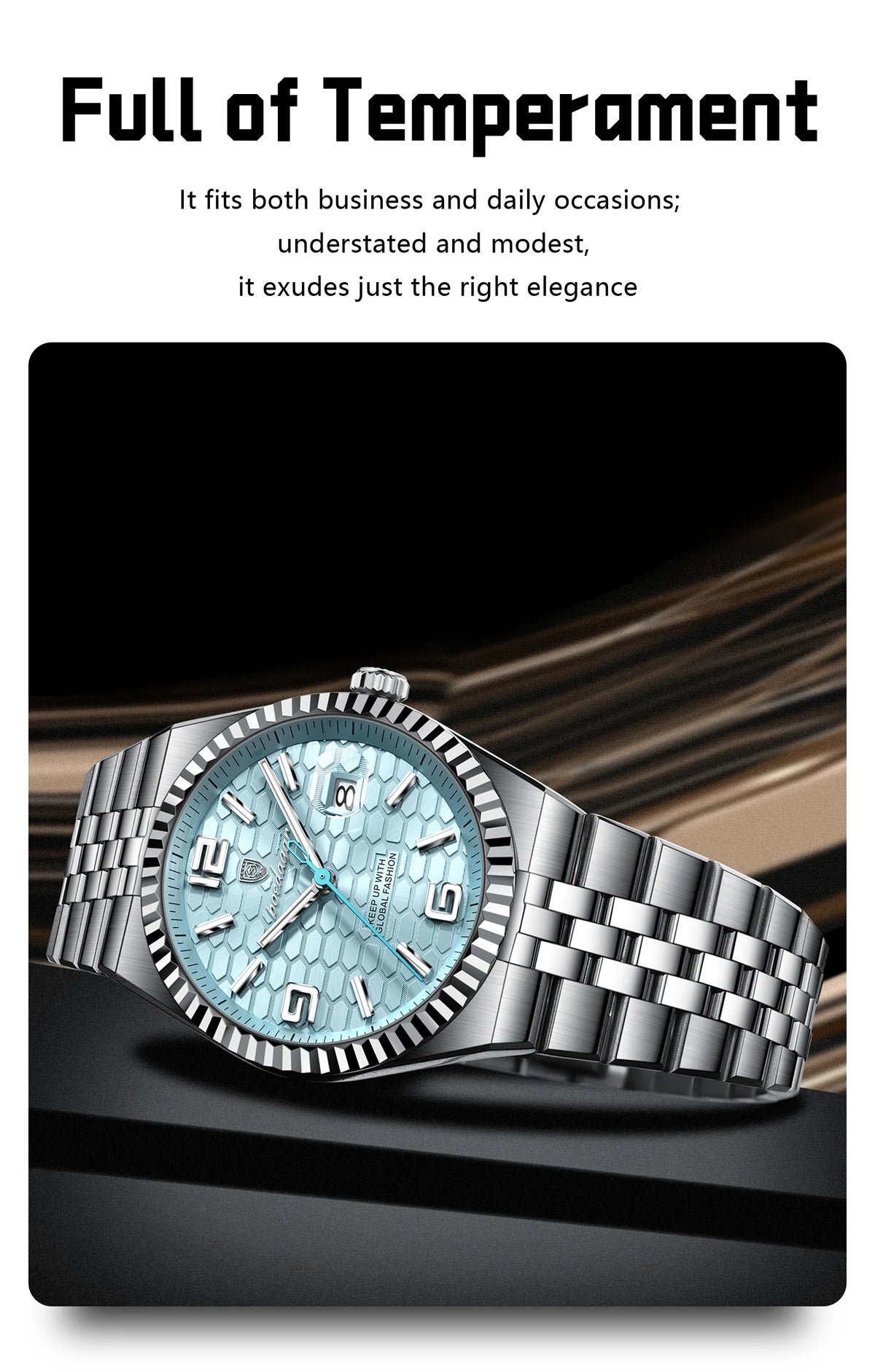 POEDAGAR High Quality Original Men Clock Waterproof Luminous Date Luxury Man Watch Stainless Steel Quartz Men's Watches Male+Box