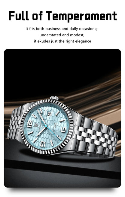 POEDAGAR High Quality Original Men Clock Waterproof Luminous Date Luxury Man Watch Stainless Steel Quartz Men's Watches Male+Box
