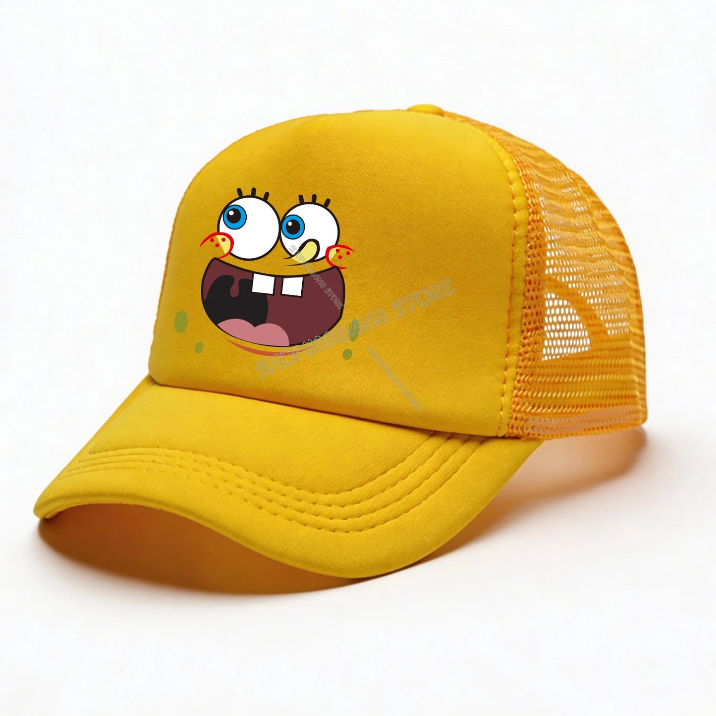 Spongebobs Baseball Cap Kids Adult Cartoon Emoto Mesh Cap Kawaii Peaked Hat Yellow Anime Summer Cap Girls Boys Accessories Gift