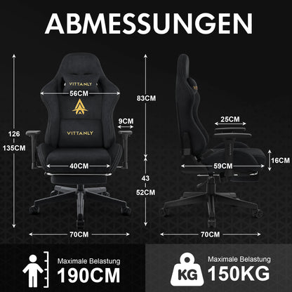 Brand Gaming Chair Breathable Ergonomic Office Chair Lumbar Support Height Adjustable Faux Suede Recliner with Footrest Headrest