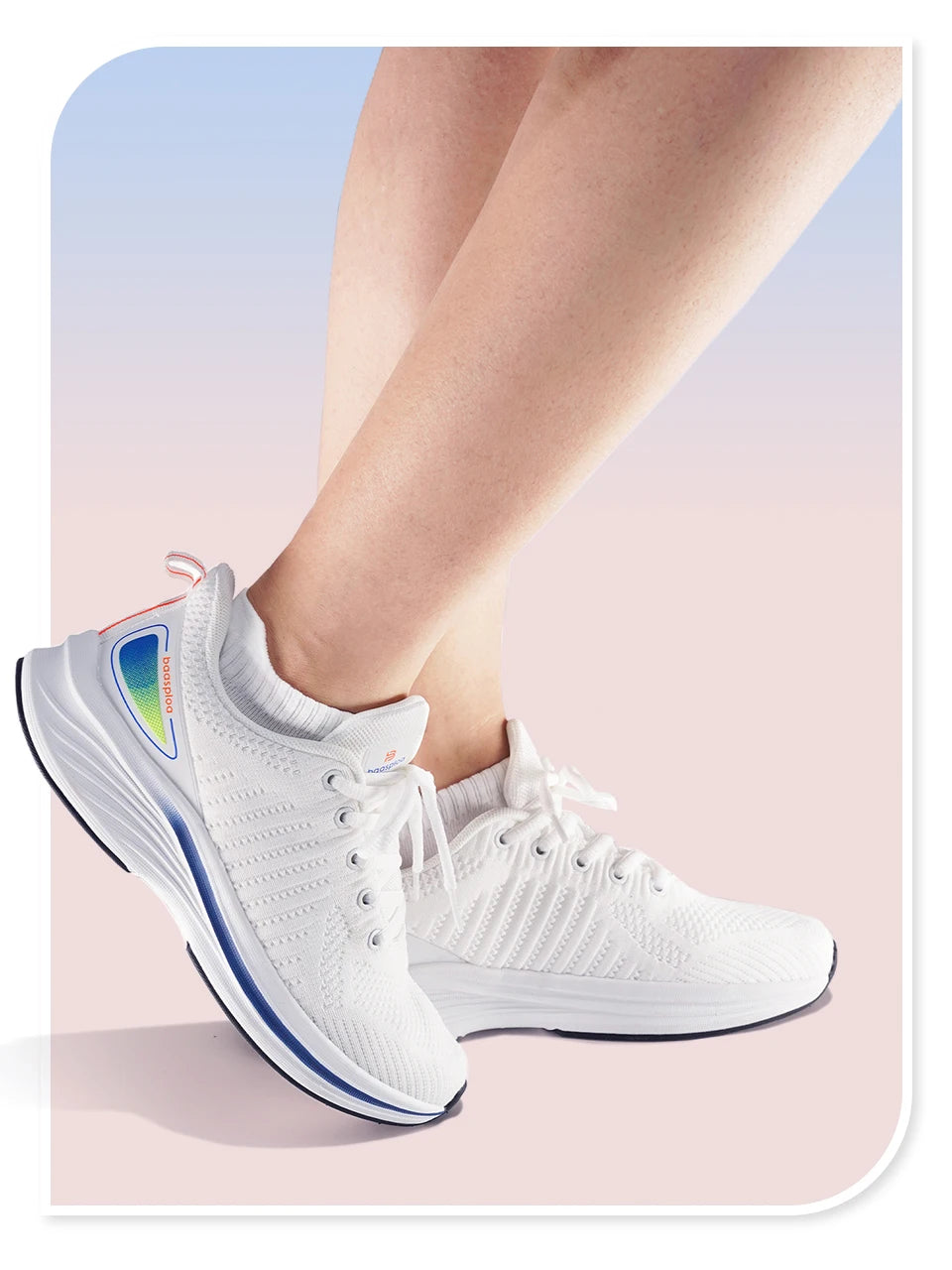 Baasploa Women Sport Shoes Comfort Lightweight Running Shoes for Women Mesh Breathable Casual Sneakers White Walking Sneakers