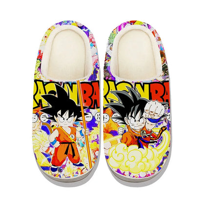 Anime Dragon Ball Plush Slippers Goku Vegeta Winter Fuzzy Warm Cotton Shoes Cute Cosplay Men Home Indoor Non-Slip Slipper Gifts