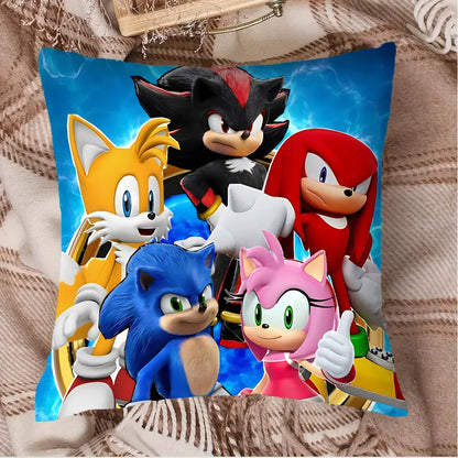 Cartoon Pillow Covers Cartoon Sofa Decorative Home Double-sided Printing Short Plush Cute Cushion S-Sonic The H-Hedgehog Cover