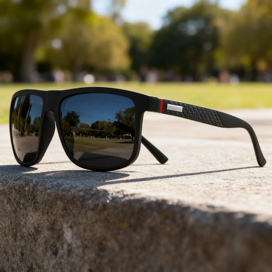New Fashion Oversized Colorful Sunglasses - Red/Green Stripe Temples, UV400 Unisex for Driving, Hiking, Travel & Gifts