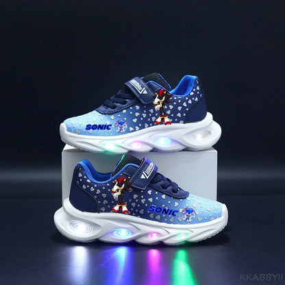 Sonic Sport Shoes Spring Luminous Fashion Breathable Net Shoes LED Sneakers with Light Running Shoes
