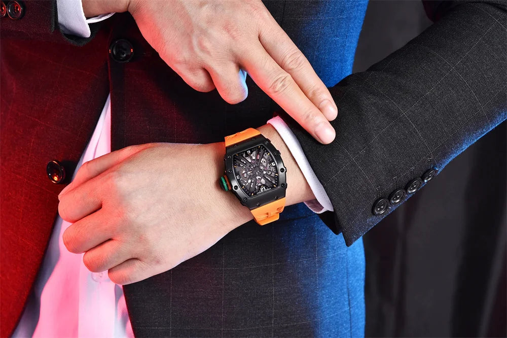 PAGANI DESIGN 42 MM Men's Skeleton Quartz Watch Japan VH65 Sapphire Glass Stainless Steel 50M Waterproof Wristwatches PD1738 New