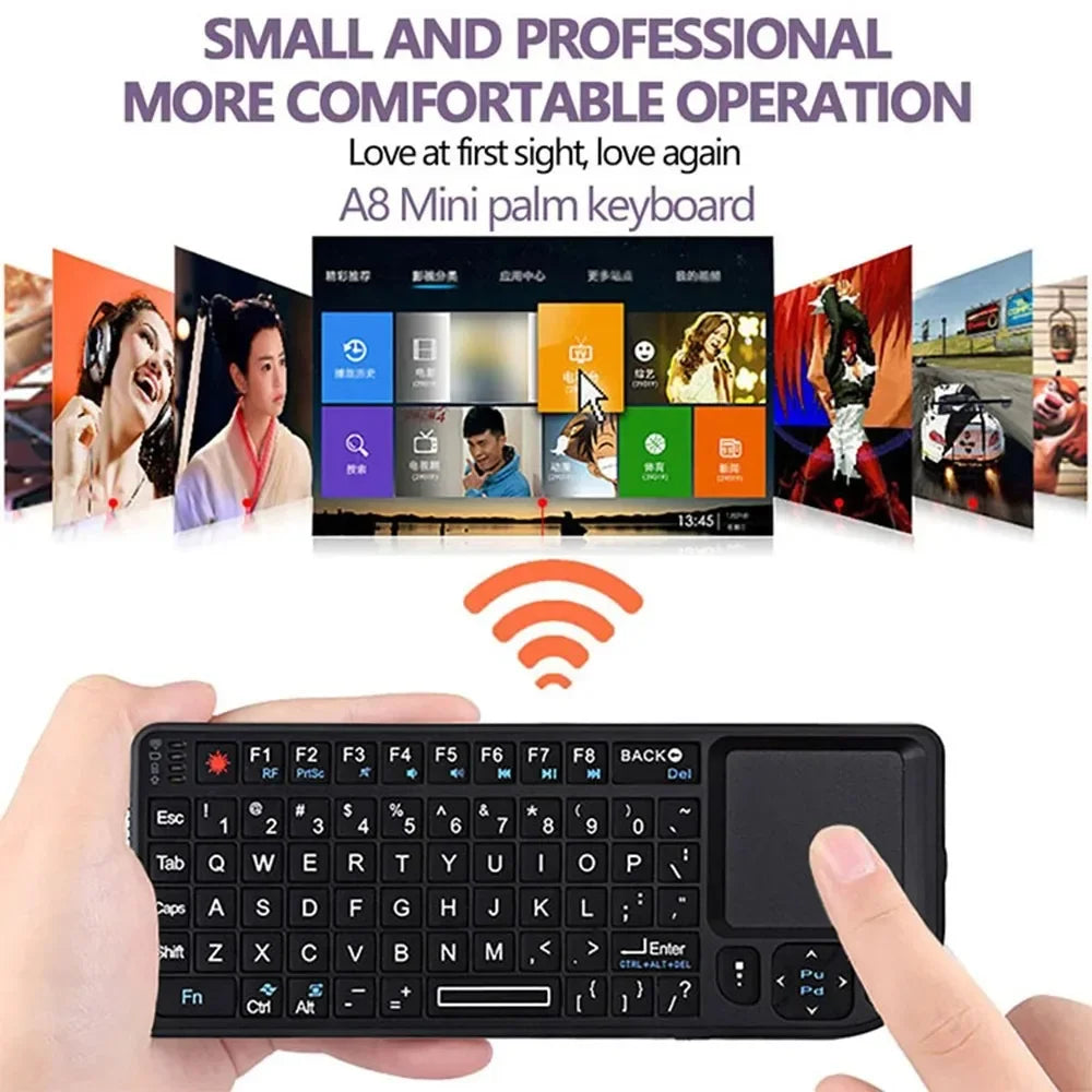 A8 Mini Wireless Keyboard 2.4G RF Backlit Touchpad Russian English Keyboard For MacBook iPad PC Tablet USB Rechargeable Air Mouse