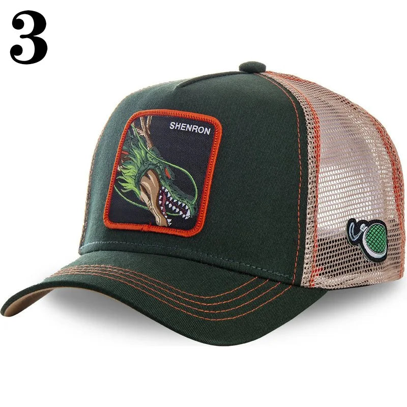 Dragon Ball DRAGONBALL síťovaná čepice, kreslená síťovaná čepice, pánská a dámská baseballová čepice, módní čepice s nášivkou, trucker čepice