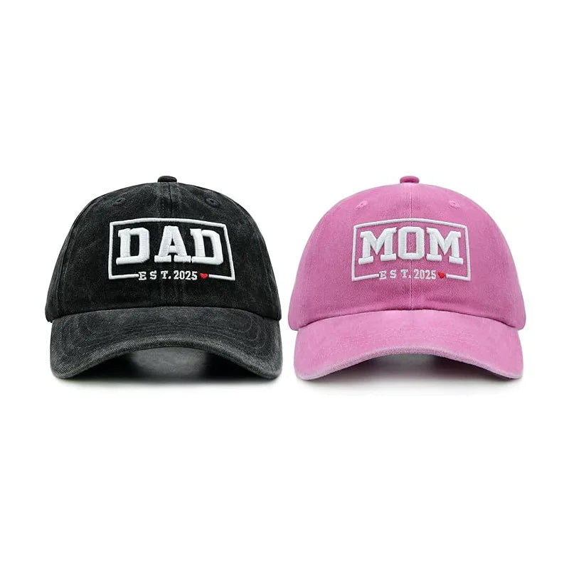 2pcs Retro Washed DAD MOM embroidery Embroidered Baseball Hat for women,Outdoor Sport Adjustable Sunshade breathable driver caps