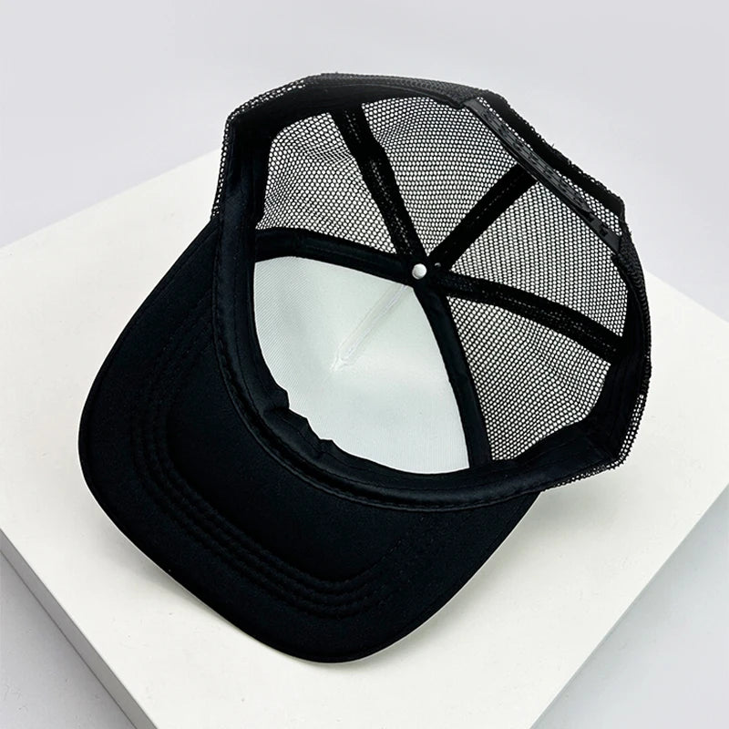Kšiltovky ve stylu amerických kšiltovek s potiskem Cruise Anime New Letter Mesh Trucker – sluneční, prodyšné baseballové kšiltovky pro muže i ženy, univerzální módní kousek