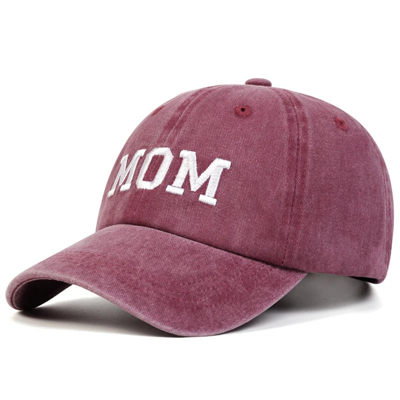 2PCS Unisex DAD MOM Letter Embroidery Wash Baseball Caps Spring and Autumn Outdoor Adjustable Casual Hats Sunscreen Hat