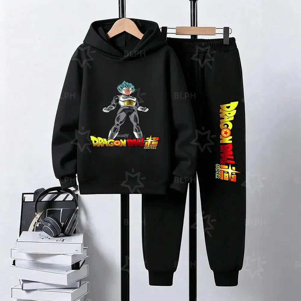 Dragon Ball Super Son Goku Printed Hooded Sweatshirt Suit Casual Loose Anime Streetwear Hoodie Pants 2 Piece Set for Men Boys, Fraquane