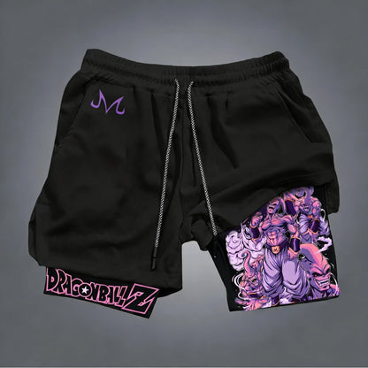 Dragon Ball Anime Majin Buu Trendy Printed Double Layer Shorts 2026 Men's Summer Boxing Sports Quick Drying Breathable Shorts