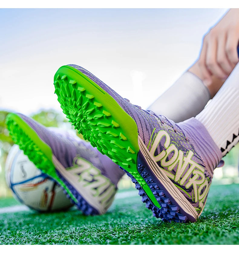 Miesten ja naisten jalkapallokengät ulkokäyttöön, pitävät nappulakengät jalkapallokentälle, ultrakevyet futsal-lenkkarit, TF/FG-piikkipohjaiset jalkapallokengät