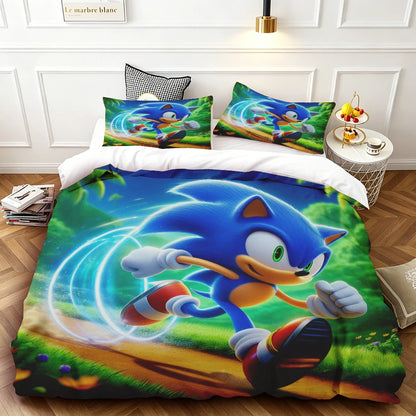 Cartoon Kids Sonics Duvet Cover Cool Bedding Set Comforter Cover with Pillowcase Queen King Bedroom Children Teens beautiful