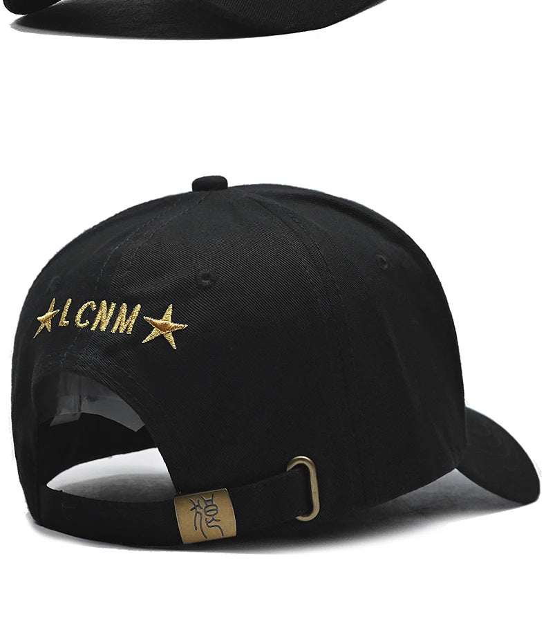 InlnDtor Embroidery high top European and American style wide brim baseball cap casual big head circumference men's cap
