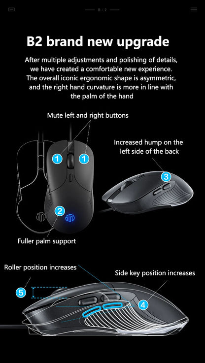 INPHIC B1 kabelgebundene USB-Maus, leise Office- und Gaming-Maus für PC und Laptops