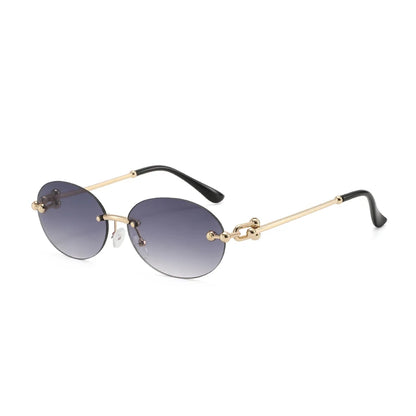 Oval Rimless Sunglasses High-End Casual and Luxurious Women's Borderless Sun Glasses Fashion and Personalized Sunglasses