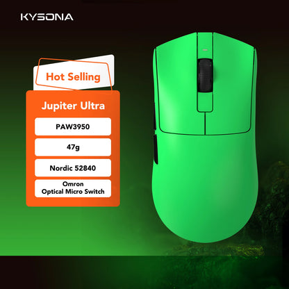 Mysz gamingowa KYSONA Jupiter Series – przewodowa i bezprzewodowa, 8Khz, sensor PAW3950, Bluetooth, 46g, akumulatorowa, sterownik webowy do PC i laptopa