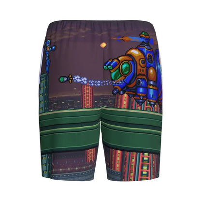 Custom Megaman Video Game Mega Man Short Pajama Pants Men Sleepwear Sleep Lounge Bottom Shorts Sleeping Pants