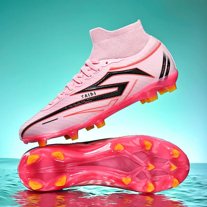 Classic Style AG FG Football Shoes PU Fabric Ventilated Upper TPU Wearproof Outsole Unisex Kids Outdoor Football Shoes