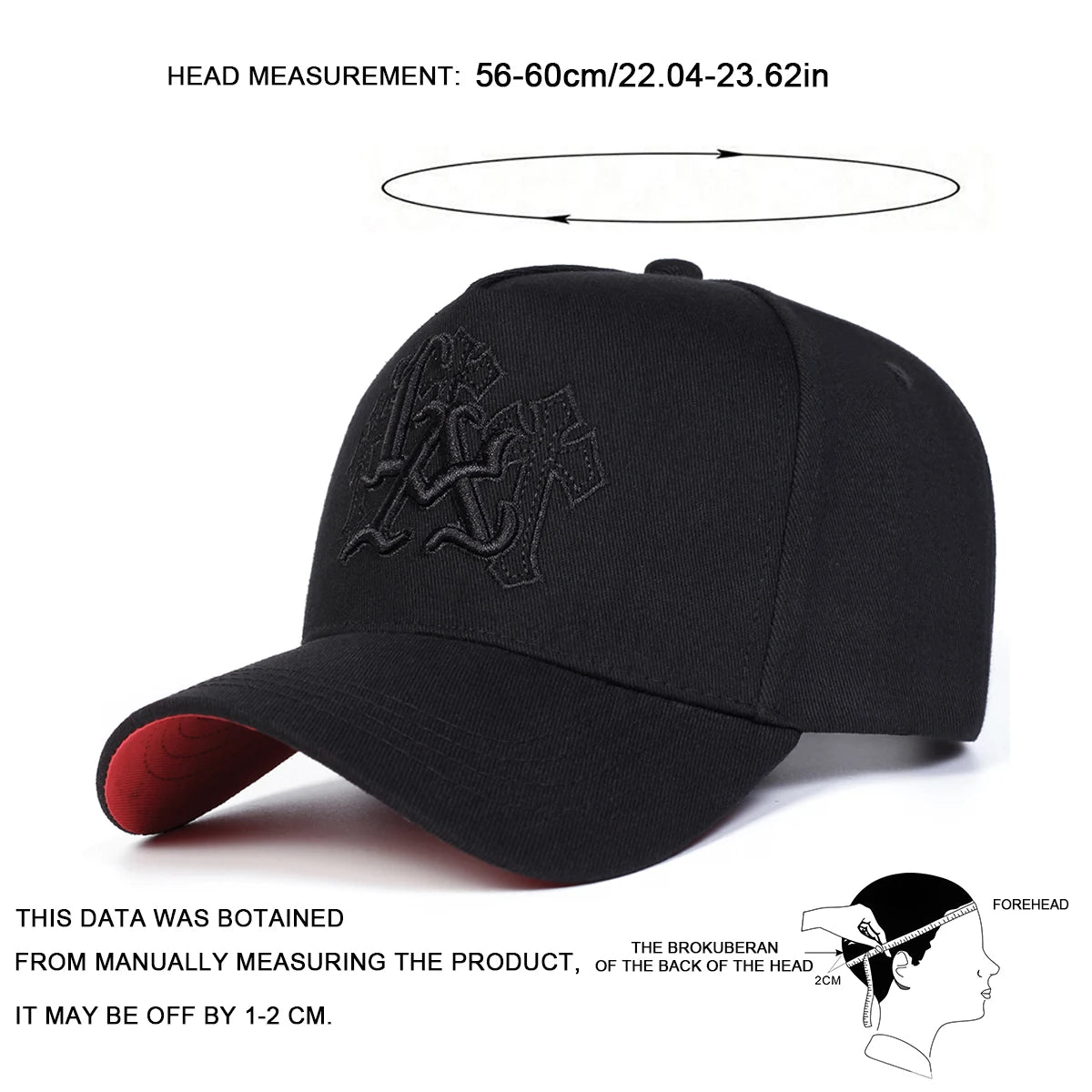 Unisex LA Letter Cross Embroidery Baseball Caps Spring and Autumn Outdoor Adjustable Casual Hats Sunscreen Hat Sports Cap