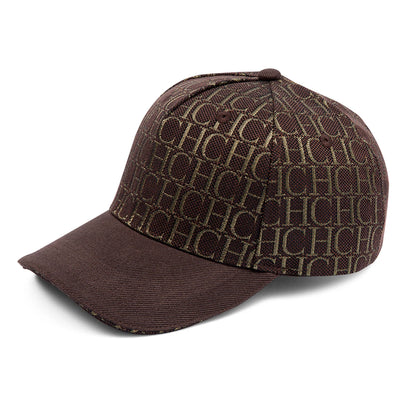 CH Monogram Print Baseball Cap Structured Adjustable Unisex Dad Hat Sun Visor Streetwear Black Woven Fabric Casual Cap