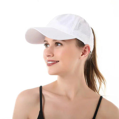 Casquette de baseball d'été, tenue de golf, casquette de sport et de loisirs à bande croisée pour queue de cheval, casquette à visière en forme de bec de canard en maille à séchage rapide