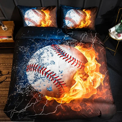 Ball Printing Quilt Cover King Size Football Basketball Sports Bedding Set Double Single Home Textile