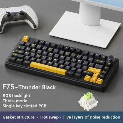 Teclado mecánico F75 FREEWOLF * AULA F75 Bluetooth trimodo, diseñado para gaming y uso de oficina