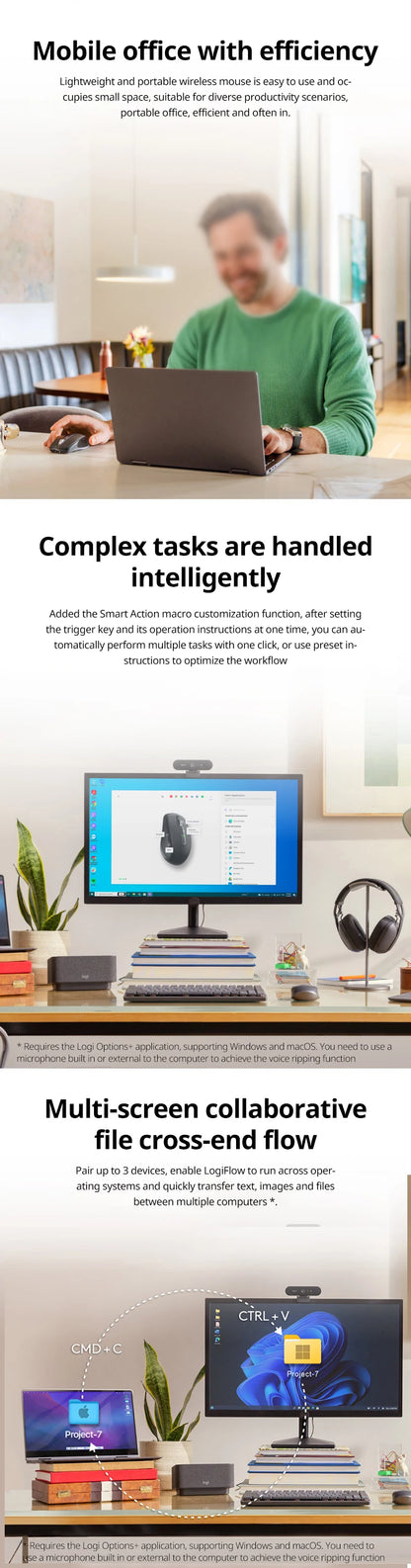 Logitech MX Anywhere 3S Mouse seamlessly switches across 3 devices! A portable office tool compatible with multiple systems