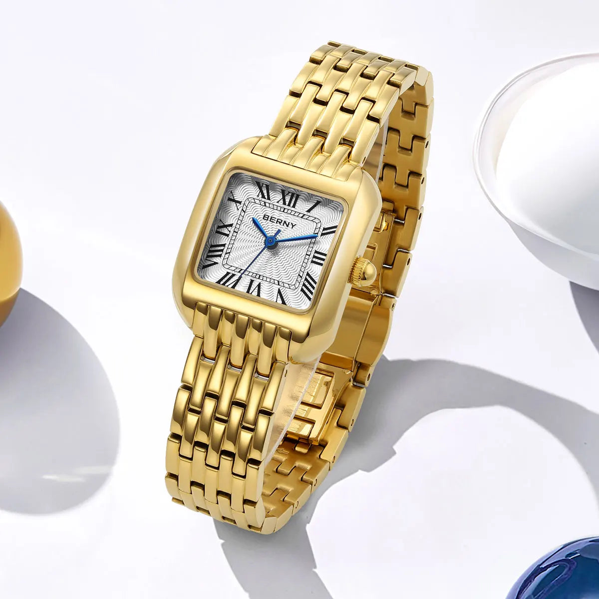 BERNY Gold Watch for Women Luxury Brand Square Ladies Quartz Watches New In Top Quality Fashion Elegant Business S/S Wristwatch