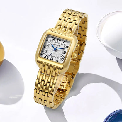 BERNY Gold Watch for Women Luxury Brand Square Ladies Quartz Watches New In Top Quality Fashion Elegant Business S/S Wristwatch