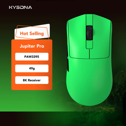 Mysz gamingowa KYSONA Jupiter Series – przewodowa i bezprzewodowa, 8Khz, sensor PAW3950, Bluetooth, 46g, akumulatorowa, sterownik webowy do PC i laptopa
