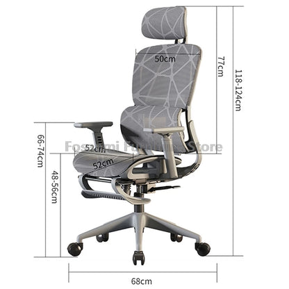 Atmungsaktiver Mesh-Computer-Bürostuhl mit Armlehnen und Lendenwirbelstütze, verstellbarer ergonomischer Schreibtischstuhl für Zuhause und Gaming mit Kopfstütze