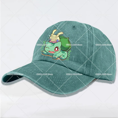 Kawaii Pokémon-baseballkasket til voksne, vasket, Pikachu, Mewtwo, Bulbasaur, kasket med skygge, sød tegneseriefigur, til mænd og kvinder, rejse, solskærm, strandhat