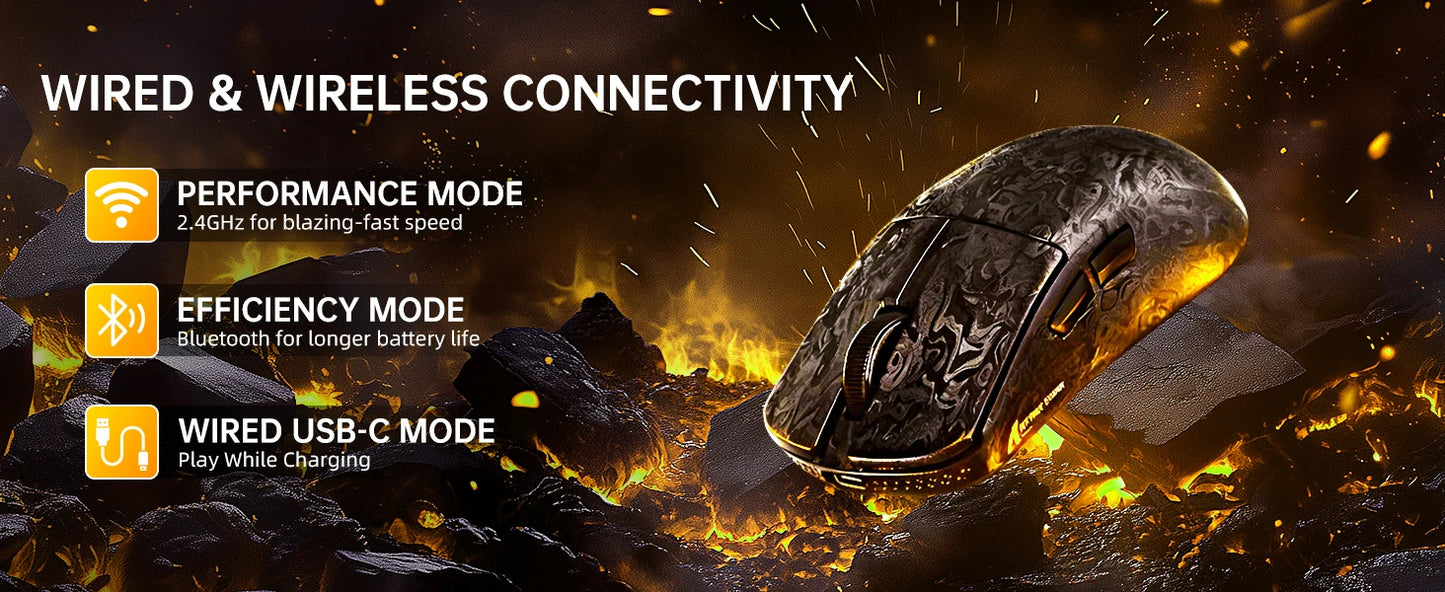 Ratón gaming inalámbrico ATTACK SHARK R11 ULTRA de fibra de carbono, 8000Hz, PAW3950MAX, 42000DPI, ultraligero de 49g, 20000FPS, Nordic 52840