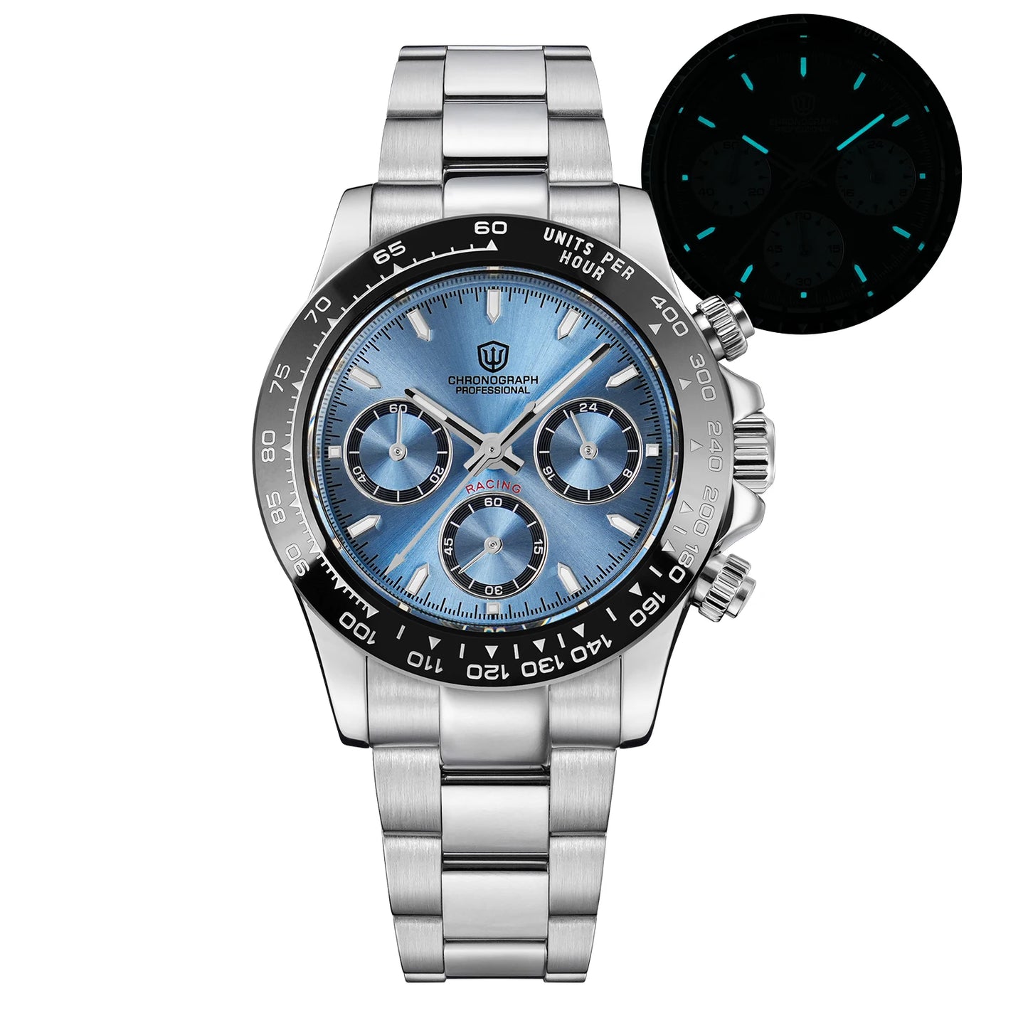 Watchdives WD16500 V2 Men Watch VK63 Quartz Movement Chronograph Wristwatch Stainless Steel Sapphire Crystal Luminous Watches
